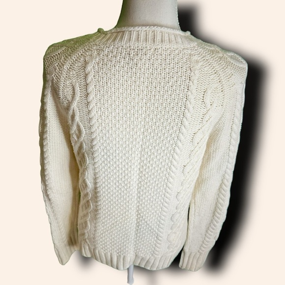 J. Crew Factory ‘Merino Wool Blend Silver Bead Embellished Cable Knit Sweater’ S - Picture 9 of 13